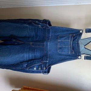 CROP OVERALL - VINTAGE STRETCH DARK WASH